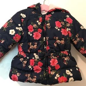 Little Me floral puffer coat, size 18M
